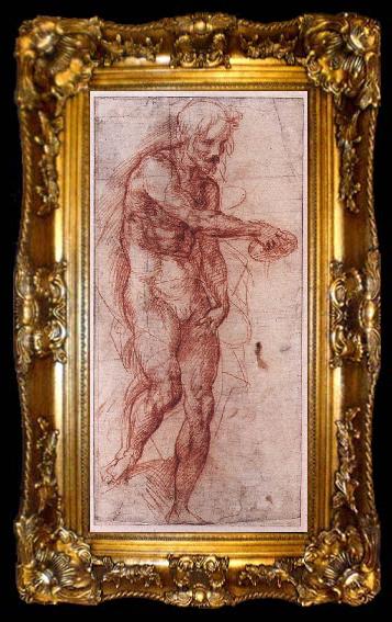 framed  Andrea del Sarto Study for the Baptism of the People f, ta009-2